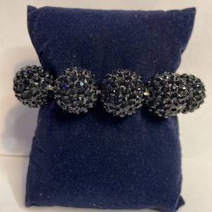 Sunbather Black Rhinestone Disco Ball Stretch Bracelet